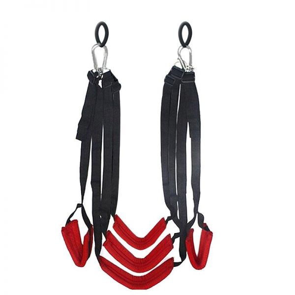 Balançoire sexuelle en métal et nylon rouge/noir avec triangle en acier (Kit)