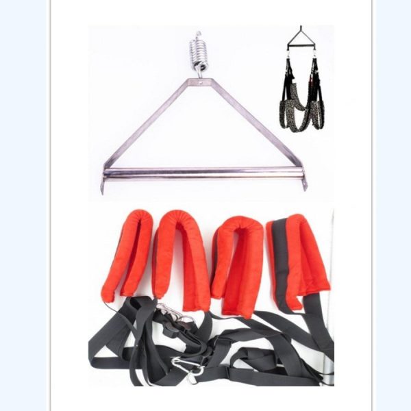 Balançoire sexuelle en métal et nylon rouge/noir avec triangle en acier (Kit) – Image 2