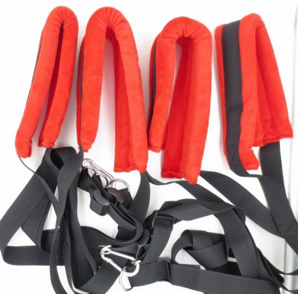 Balançoire sexuelle en métal et nylon rouge/noir avec triangle en acier (Kit) – Image 4