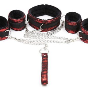 Kit Bondage Collier + Menottes Rouge
