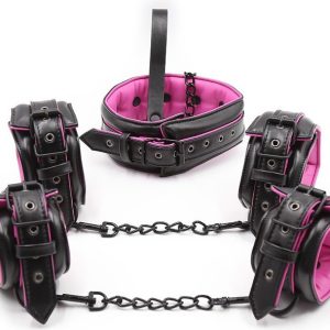 Kit SM Menottes et Collier noir et rose