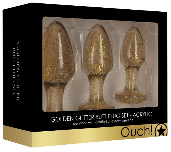 Lot de 3 plugs Glitter Or – Image 2