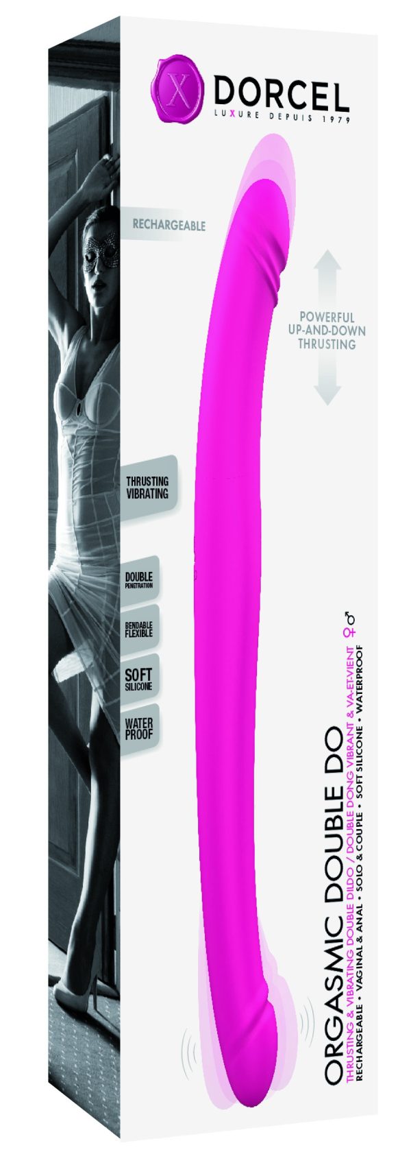 Double Gode Dorcel Orgasmic Double Do 45 x 4cm Rose – Image 2