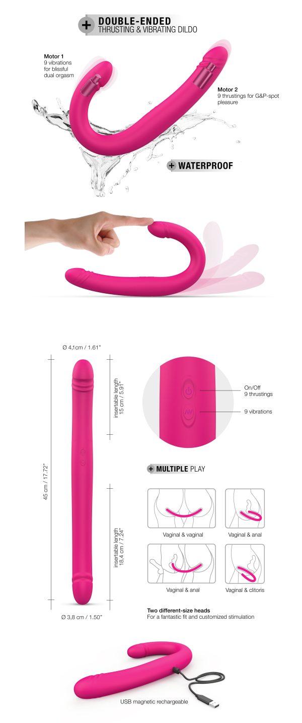 Double Gode Dorcel Orgasmic Double Do 45 x 4cm Rose – Image 13