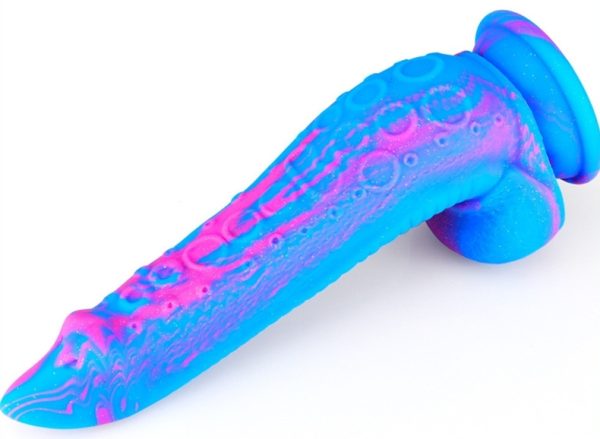 Gode silicone Inkipus 18 x 5.5cm Bleu-Rose – Image 2