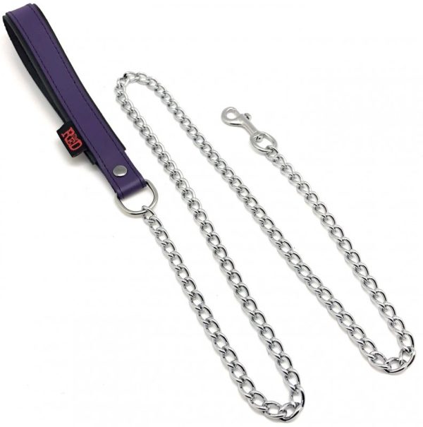 Laisse avec poignée en cuir 1m Violet