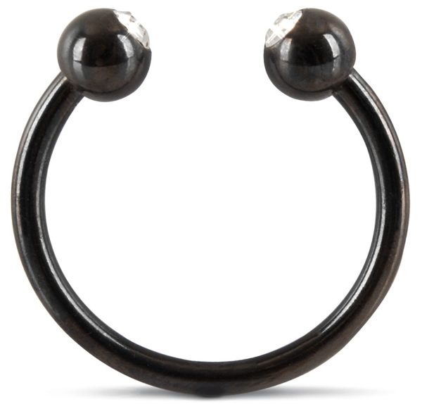 Anneau de gland avec strass 28mm Noir