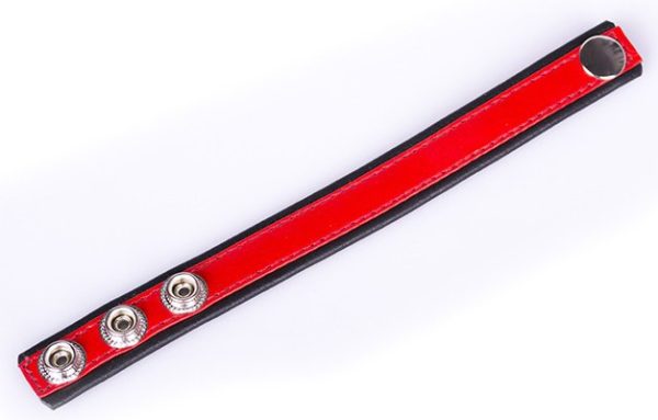 Anneau pénien Cuir Rouge et noir – Image 2