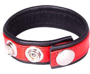 Anneau pénien Cuir Rouge et noir