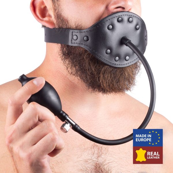 Bâillon gonflable en cuir Embout Pénis 6cm – Image 2