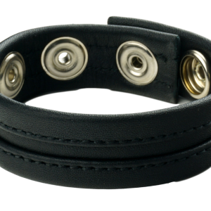 Cockring en cuir 3 pressions Noir