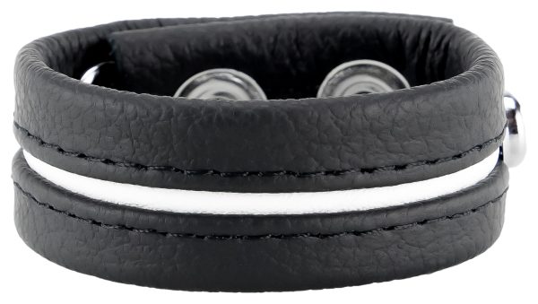 Cockring en cuir 3 Pressions Noir-Blanc – Image 3