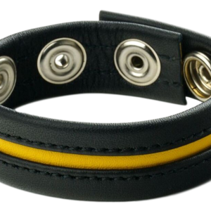Cockring en cuir 3 pressions Noir-Jaune