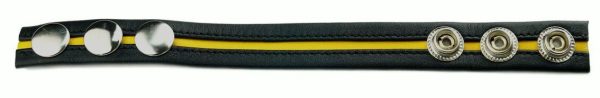 Cockring en cuir 3 pressions Noir-Jaune – Image 2