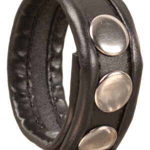 Cockring en cuir - Noir/Noir - 3 pressions
