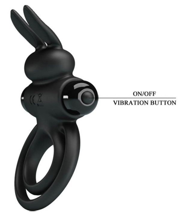 Cockring vibrant Dick Rabbit Petty Love 25mm Noir – Image 4