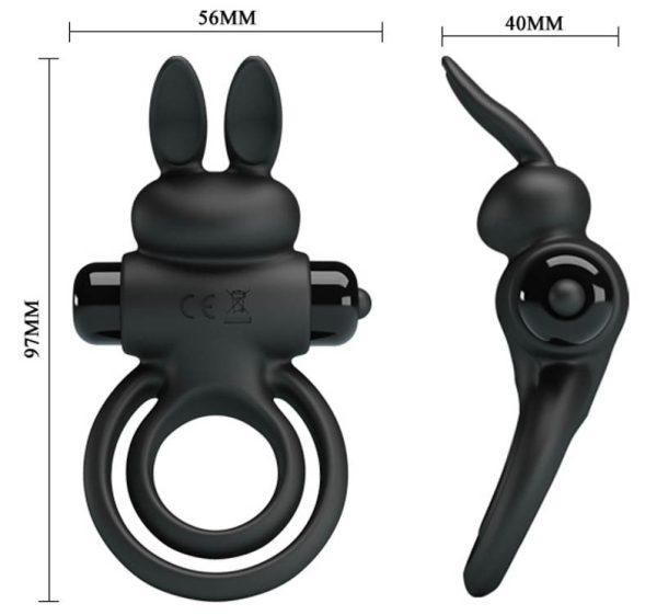 Cockring vibrant Dick Rabbit Petty Love 25mm Noir – Image 6