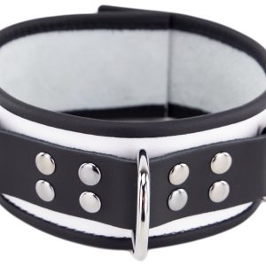 Collier en cuir 3 Anneaux D Blanc-Noir