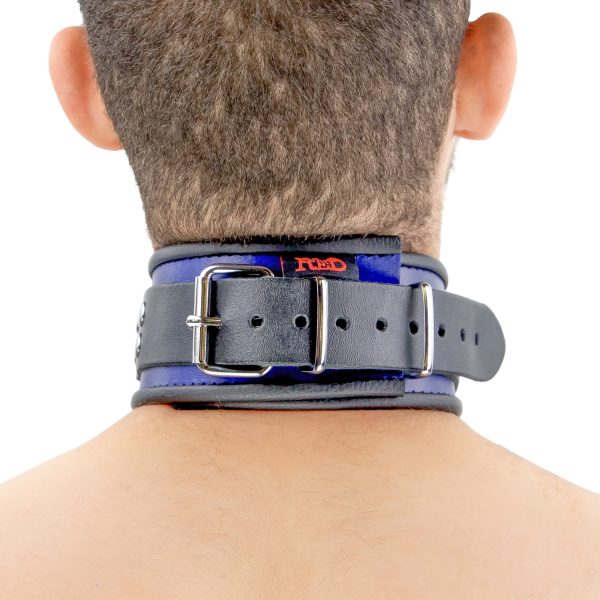 Collier en cuir - 3 anneaux D - Bleu/Noir – Image 8