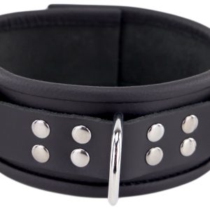 Collier en cuir 3 anneaux D Noir