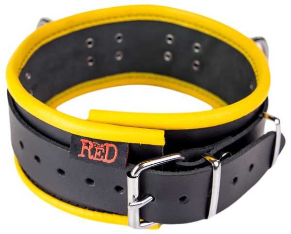 Collier en cuir - 3 anneaux D - Noir/ Jaune – Image 5
