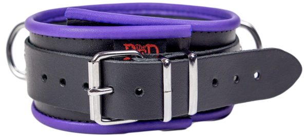 Collier en cuir 3 Anneaux D Noir-Violet – Image 3