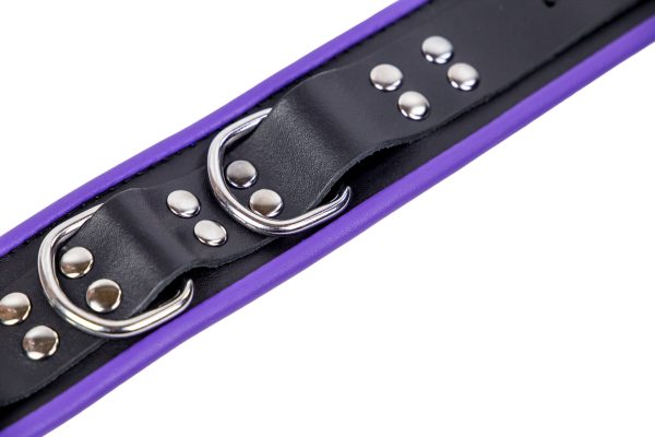Collier en cuir 3 Anneaux D Noir-Violet – Image 4