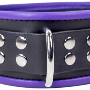 Collier en cuir 3 Anneaux D Noir-Violet
