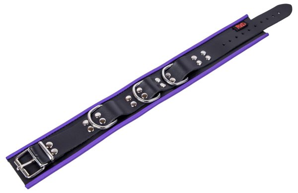 Collier en cuir 3 Anneaux D Noir-Violet – Image 5
