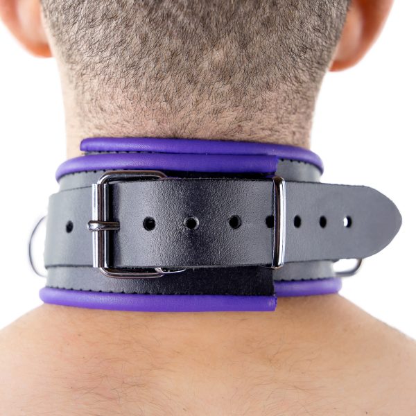Collier en cuir 3 Anneaux D Noir-Violet – Image 7