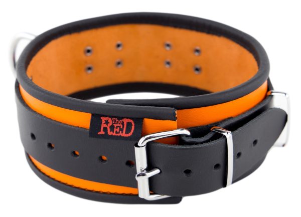 Collier en cuir 3 Anneaux D Orange-Noir – Image 4