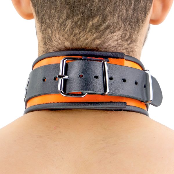 Collier en cuir 3 Anneaux D Orange-Noir – Image 8