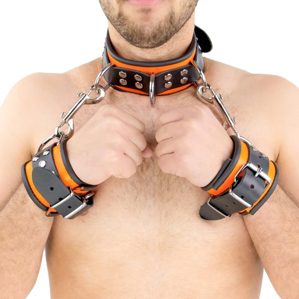 Collier en cuir 3 Anneaux D Orange-Noir – Image 9