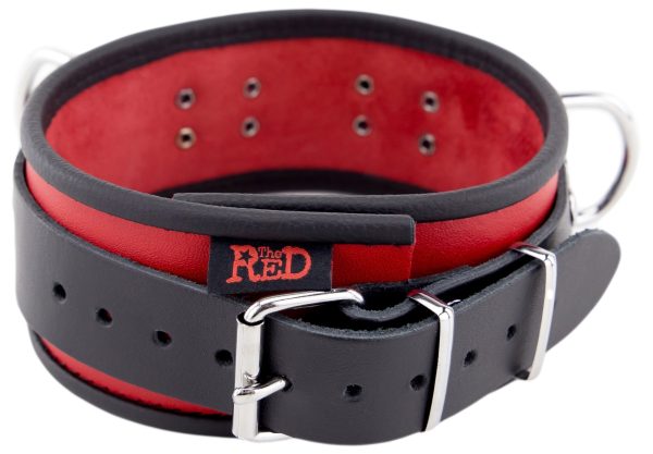 Collier en cuir 3 Anneaux D Rouge-Noir – Image 4