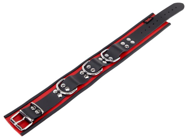 Collier en cuir 3 Anneaux D Rouge-Noir – Image 5