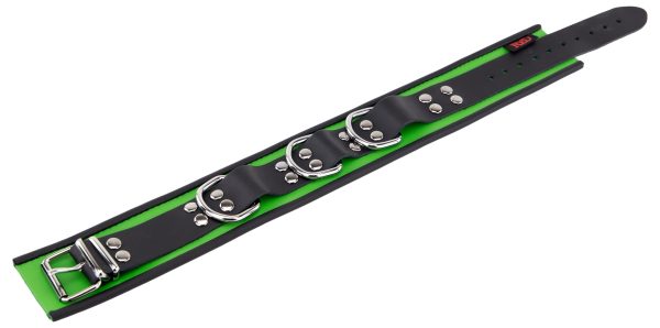 Collier en cuir 3 Anneaux D Vert-Noir – Image 5
