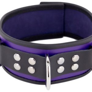 Collier en cuir 3 Anneaux D Violet-Noir