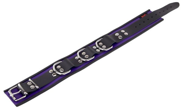 Collier en cuir 3 Anneaux D Violet-Noir – Image 5