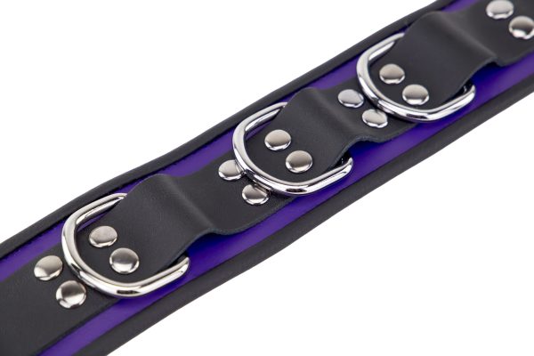 Collier en cuir 3 Anneaux D Violet-Noir – Image 6