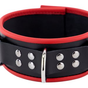 Collier en cuir avec 3 Anneaux D Rouge