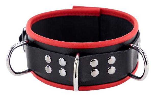 Collier en cuir avec 3 Anneaux D Rouge