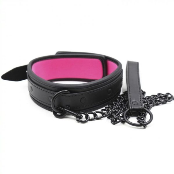 Collier + Laisse Noir - Rose – Image 2