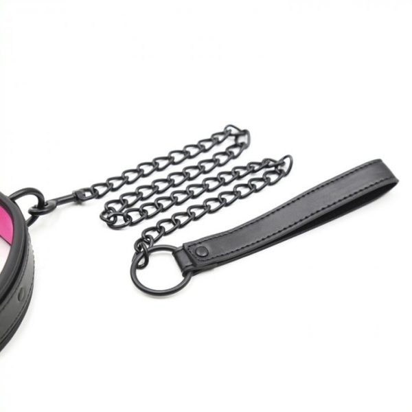 Collier + Laisse Noir - Rose – Image 3