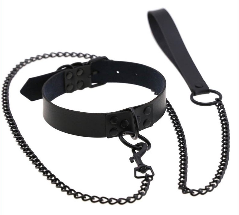 Collier-Laisse Punk Noir - BDSM Univers