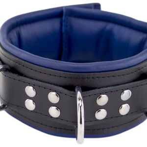Collier rembourré en cuir 3 Anneaux D Bleu