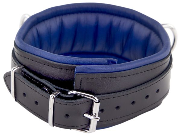 Collier rembourré en cuir 3 Anneaux D Bleu – Image 6