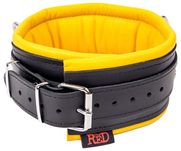 Collier rembourré en cuir 3 Anneaux D Jaune – Image 2