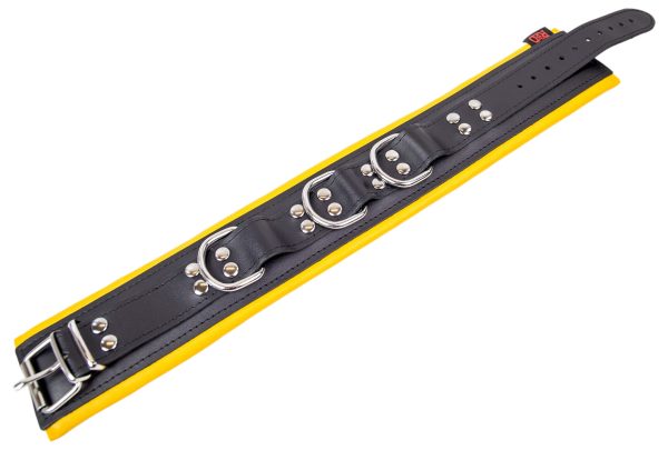 Collier rembourré en cuir 3 Anneaux D Jaune – Image 3