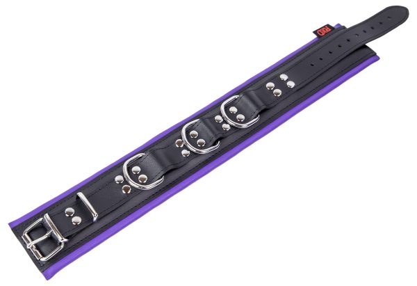 Collier rembourré en cuir 3 Anneaux D Violet – Image 3