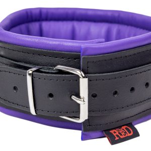 Collier rembourré en cuir 3 Anneaux D Violet